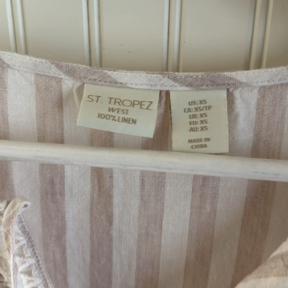 St. Tropez 100% linen sleeveless dress with pockets - Picture 4 of 6